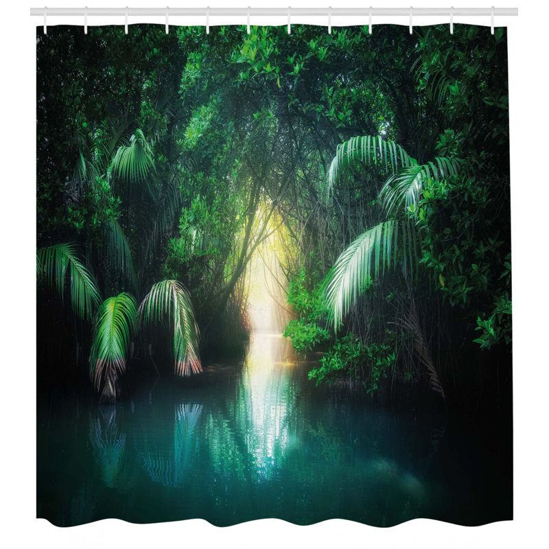 Shower Curtain with Hooks Included, 69" H x 105" W