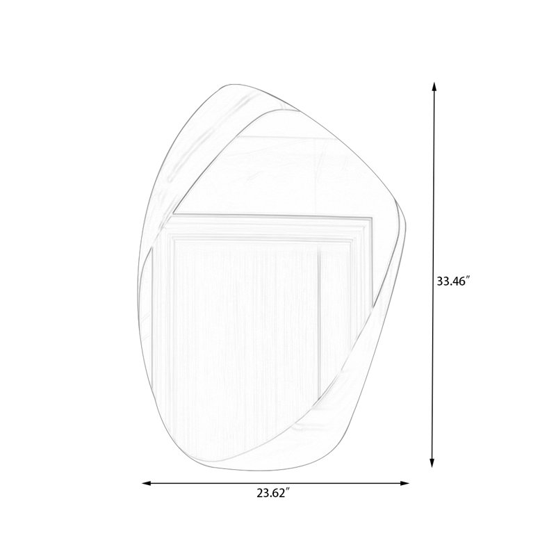 Miroir mural avec cadre en bois abstrait irrégulier, ton bois naturel, 33.46"H*23.62"W*1.97"D, Natural Wood Tone