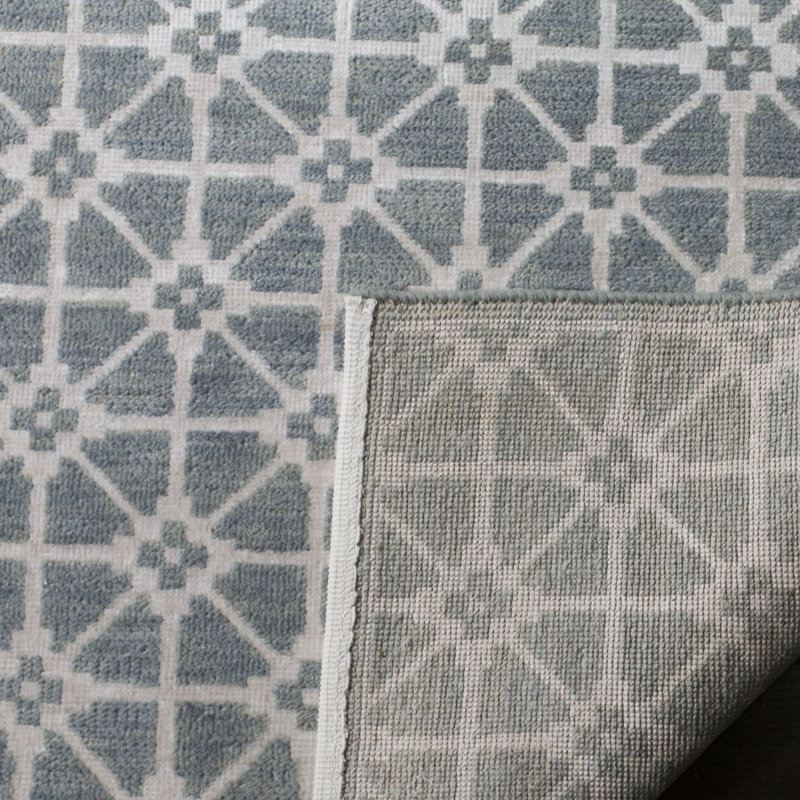 Keiondre Hand-Knotted Wool Blue Rug