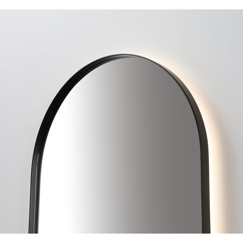 Shell LED Mirror, 35.43" x 21.65", Matte Black, Oval