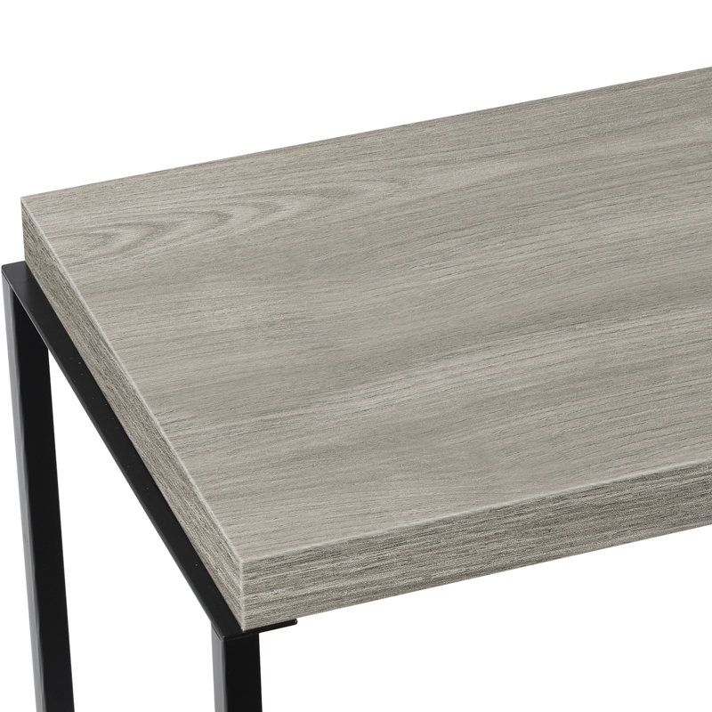 Ensemble de table de bout à tréteaux Farlet de 23,4 po de hauteur et prises intégrées, gris