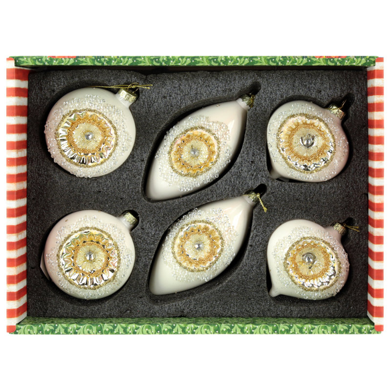 Festive Glitter Ornament, Box Of 6- 3-4 Inches