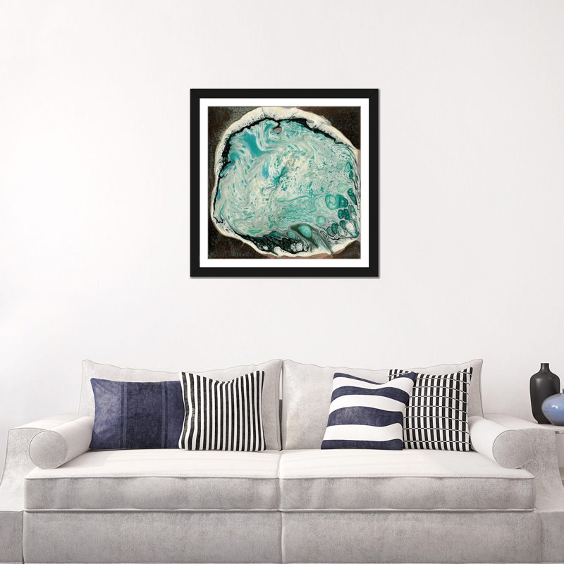 « atlantis i », impression sur toile, H 16 po x l 16 po x P 1 po, Papier avec cadre noir, Blanc