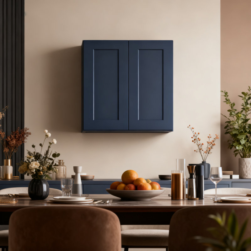 Armoire murale en bois massif bleu marine Shaker de 24 po, charnières à fermeture douce, tablettes réglables, porte double pour cuisine, salle de bain, buanderie, l 24 po x P 12 po x H 30 po