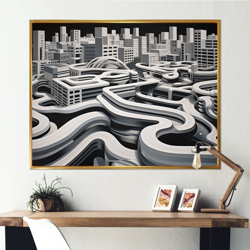 Skateboard Urban Rhythm sur toile, Cadre flottant doré, H 24 po x l 32 po x P 1 po