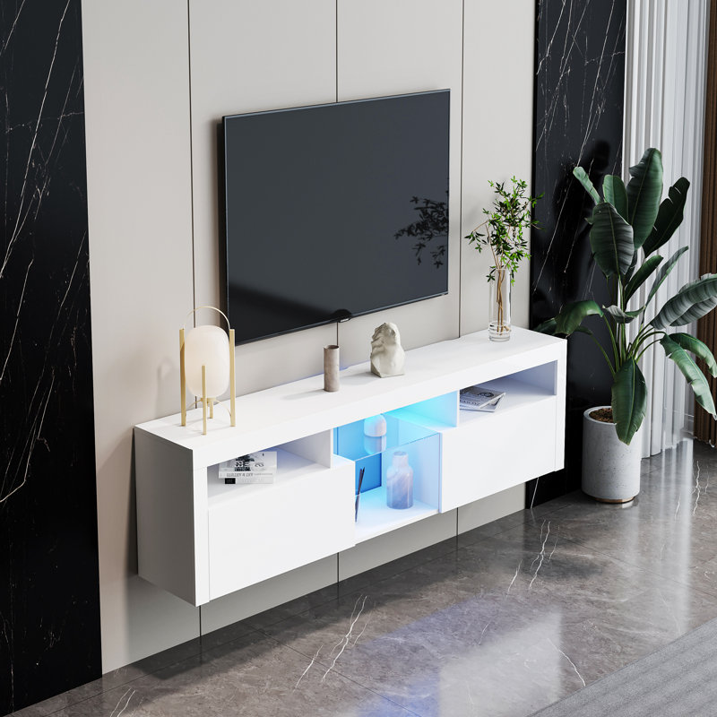 Crédence de rangement l 78,74 po Dhana, Blanc, Panneau de fibres à densité moyenne