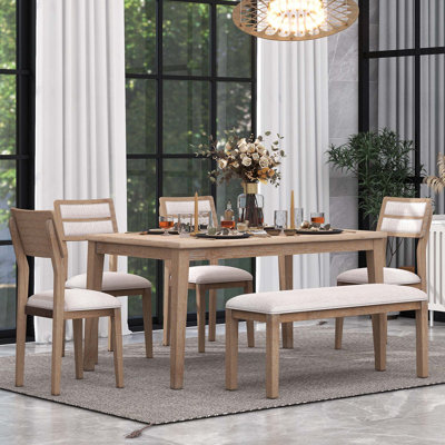 Classic And Traditional Style 6 - Piece Dining Set, Includes Dining Table, 4 Upholstered Chairs & Bench -  Red Barrel StudioÂ®, 4D474F0F4B21418291C12DFF35910CEE