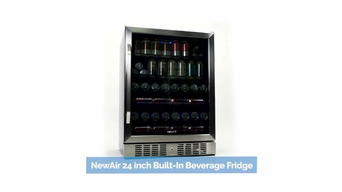 Newair 126 Can Beverage Fridge  Stainless Steel with Handle & SplitShelf™