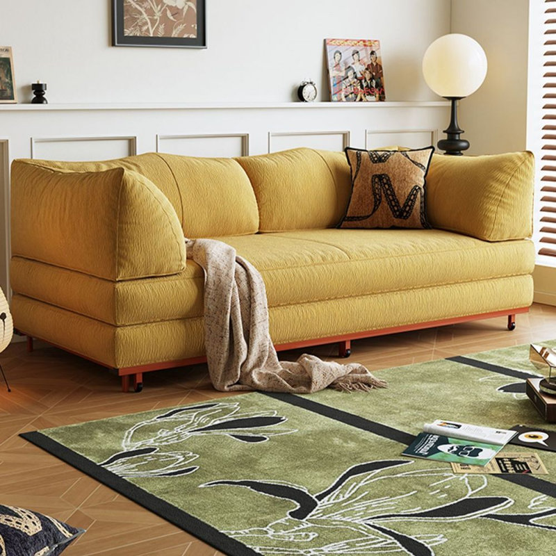Canapé-lit standard Ginger + chenille rouge + acier au carbone, H 30,71 po x l 70,87 po x P 39,37 po