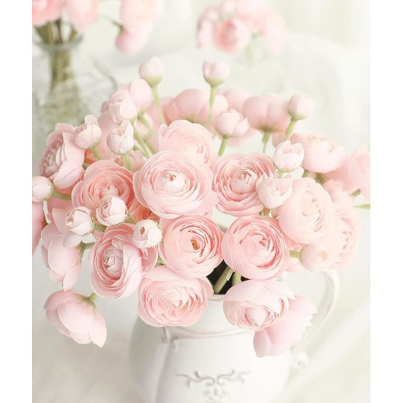 Ranunculus fleurs artificielles 18 pièces Blush