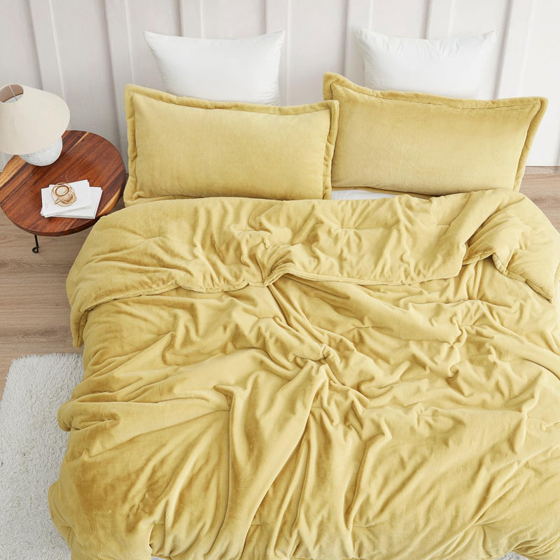 Ensemble d'édredon surdimensionné Coma, Édredon pour grand lit + 2 taies décoratives sta, Jaune