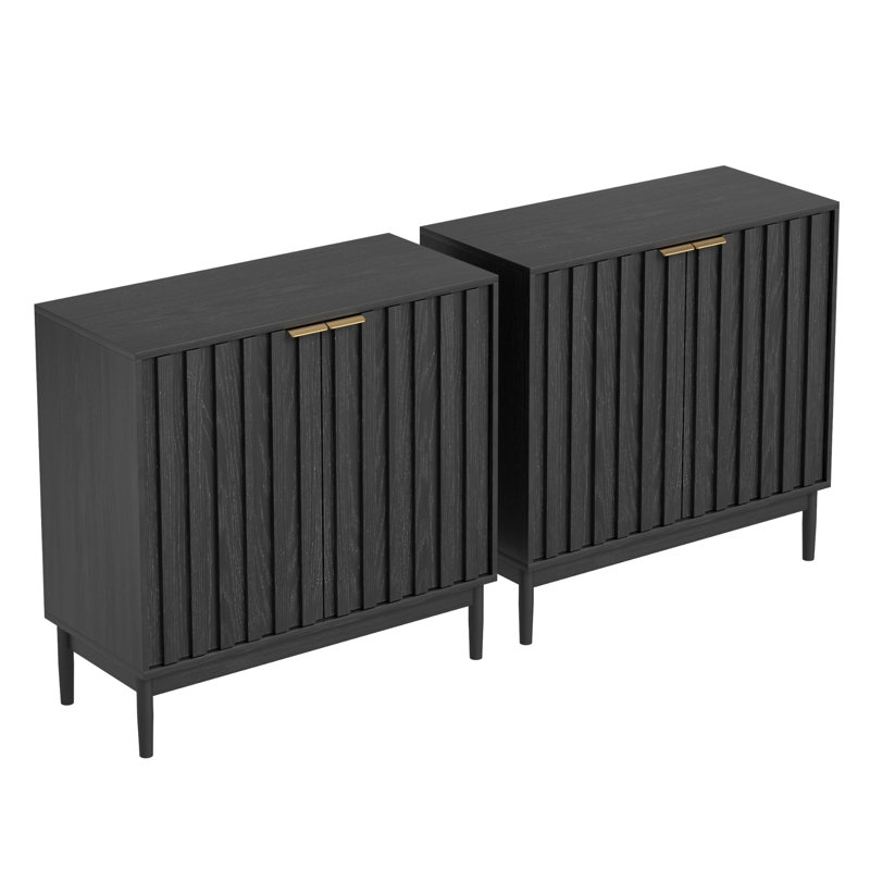 31"Sideboard with Adjustable Shelves(Set of 2), Black