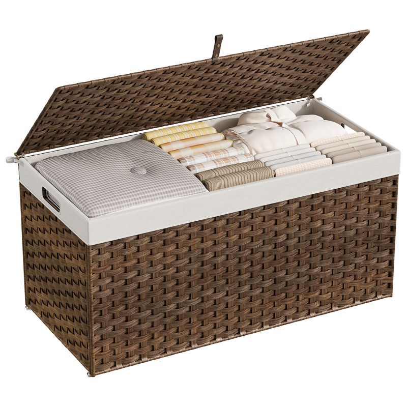 Coffre de rangement en osier Boho, panier de rangement, panier en rotin Bavan