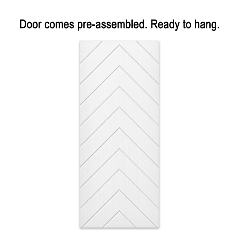 White Stained Composite MDF Paneled Interior Sliding Barn Door Kit