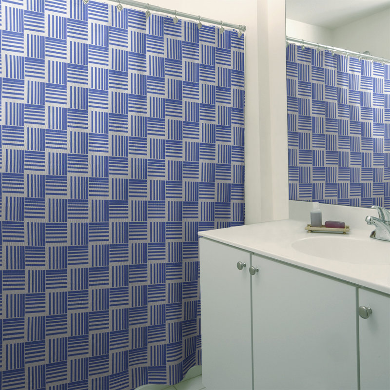 Rideau de douche simple basketweave rayures classic, Bleu / Blanc