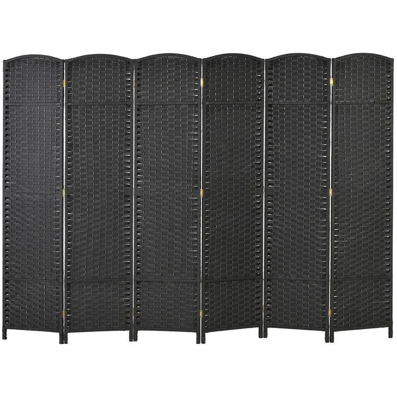 Folding Privacy Screen, 6, 66.9" H x 94.5" W x 0.6" D, Black
