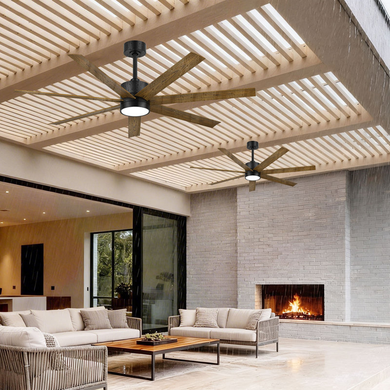 56"  Outdoor Ceiling Fans With Lights And Remote, Wet Rated Waterproof Ceiling Fan, 6-speed Dc Motor,  Modern Industrial Ceiling Fan Gazebo Fan For Porch Patios Pavilion(black&white)