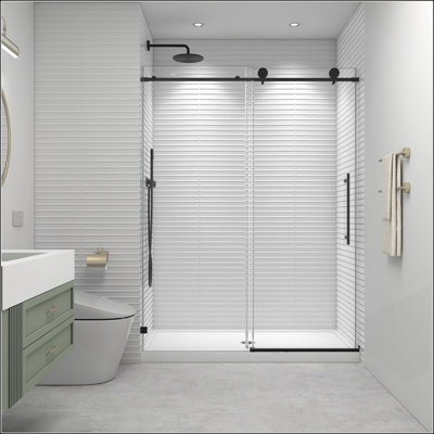 60 Inch W x 73 Inch H Soft Closing Sliding Frameless Shower Doors