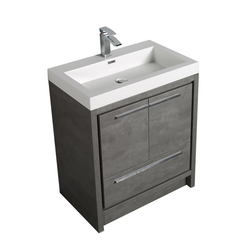 Ensemble de meuble-lavabo mural simple 30 po Prairie Grove, Ciment
