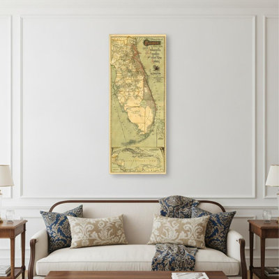 Art mural rétro de 16 po x 36 po, carte de Jacksonville, Floride
