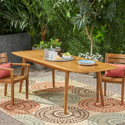 Table de salle à manger d'extérieur en bois d'acacia extensible, teck