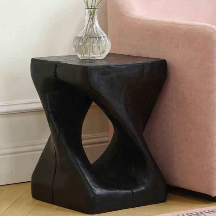 Table d'appoint à texture de bois, Noir
