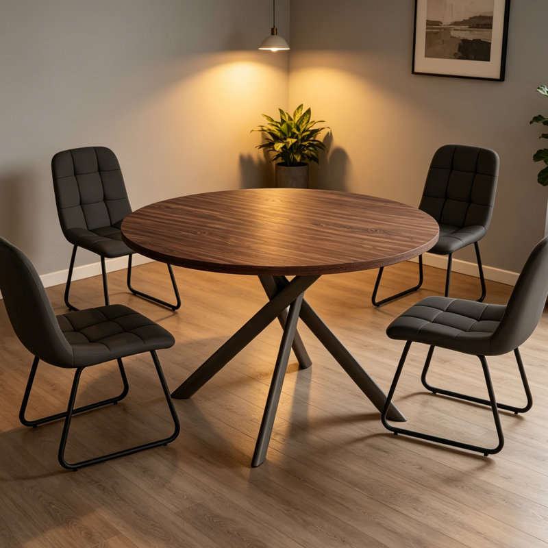 Table de salle à manger de cuisine moderne 45,3 "l avec chaise de salle à manger h 32,8", Noir