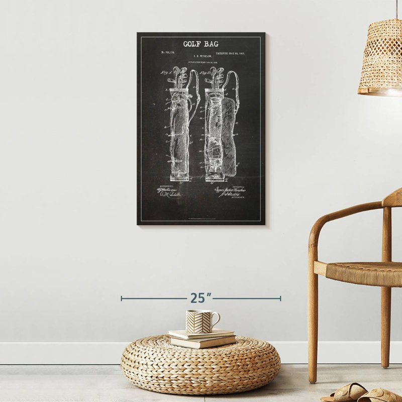 «Sports Blueprints Golf Bag BW» sur toile, H 30 po x l 20 po x P 1,25 po