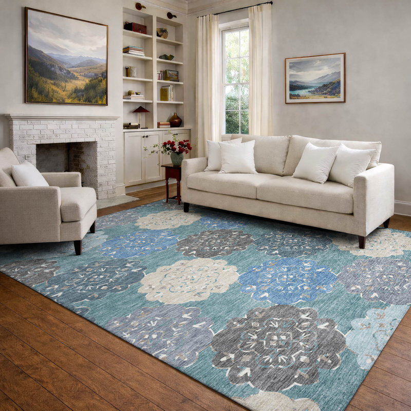 Tapis décontracté de qualité supérieure Mayfield AMF2353, Bleu sarcelle, 3 pi x 5 pi