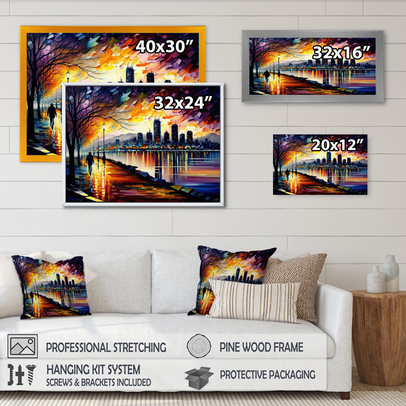 «Vancouver Skyline at Sunset II», reproduction sur toile, L 20 po x H 12 po, Toile tendue