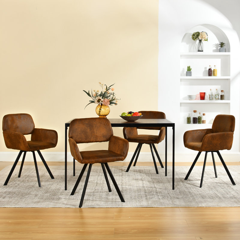 Ensemble de table de salle à manger 5 pièces avec chaises pivotantes rembourrées pour la salle à manger, Espresso, Brun