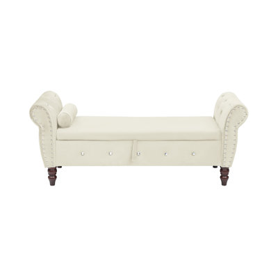 63.38""Velvet Multifunctional Storage Rectangular Ottoman Bench Comes With Crystal Buckle Solid Wood Legs With 1 Pillow -  House of Hampton®, B1FFD434D1F84568B3F299FDE237FBC1