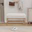 Banc de hall d'entrée rembourré, banc à chaussures de rangement avec tablette et pieds en métal-1931466743