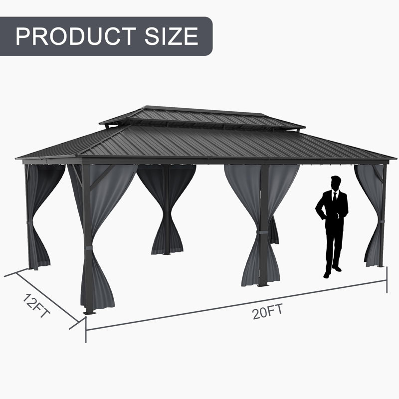 Patio Gazebo, 144" H x 240" W x 116.4" D