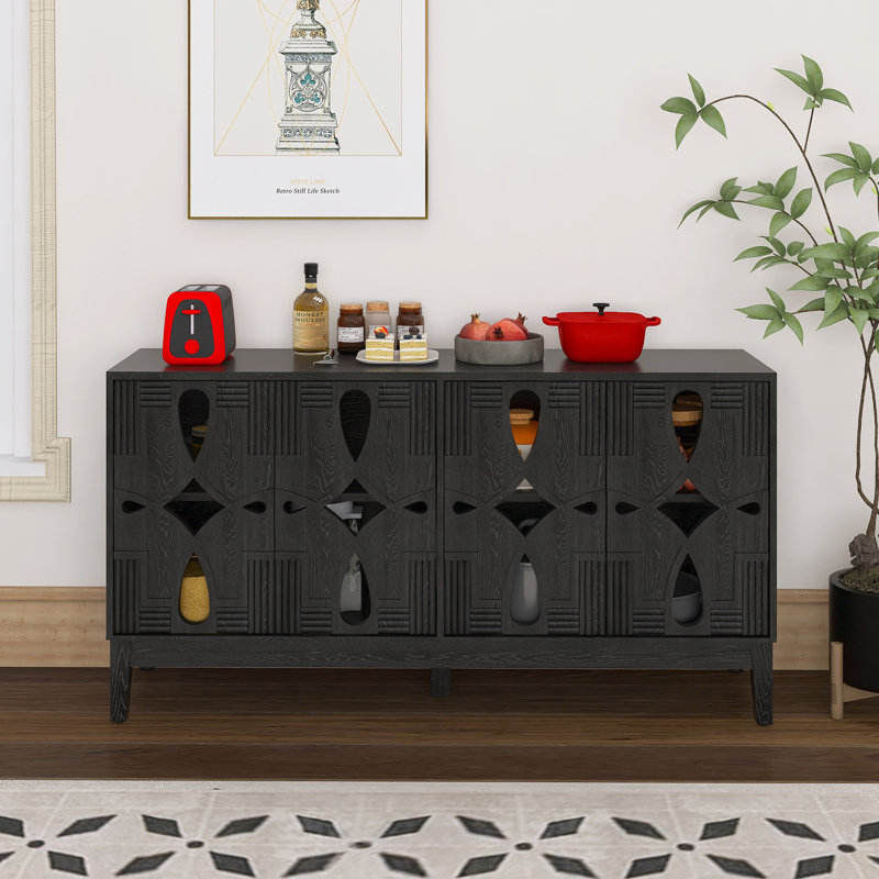 Buffet avec rangement Mid-Century, Noir