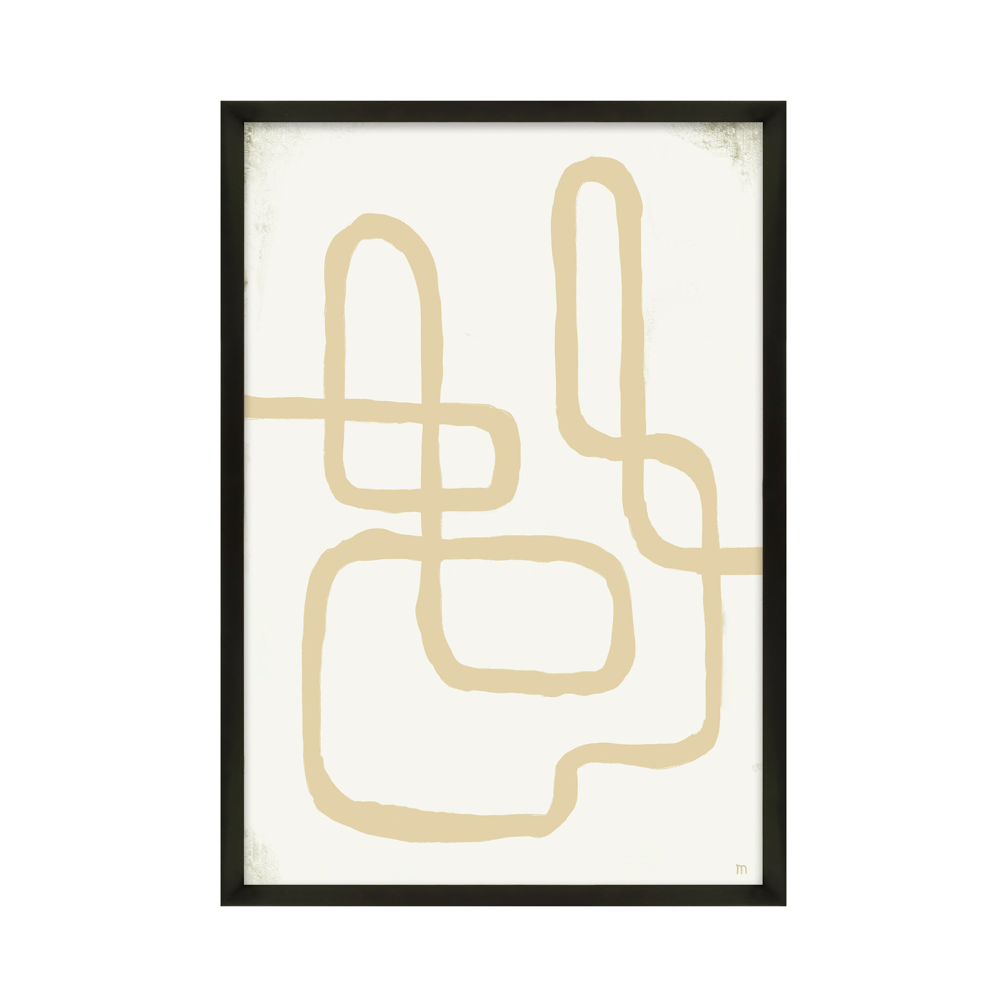 Line Works In White 1 by StudioM, Black Framed Paper, 30" H x 21" W x 1.25" D
