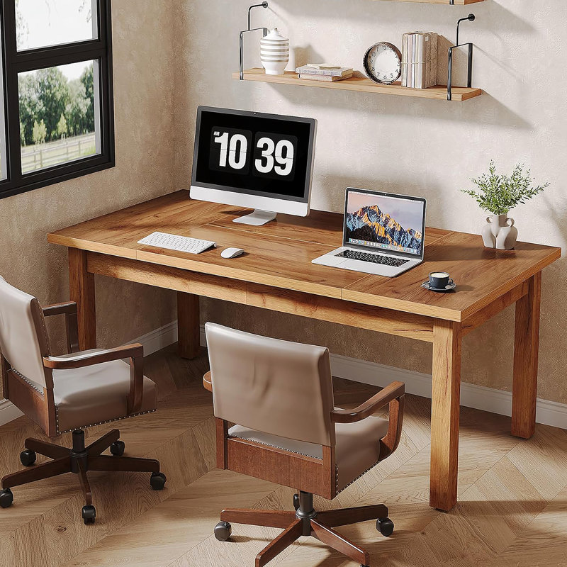 70 Inch Large Executive Computer Desk With Solid Wood Legs, Thickened Frame, And Spacious Work Surface For Home Or Office Use