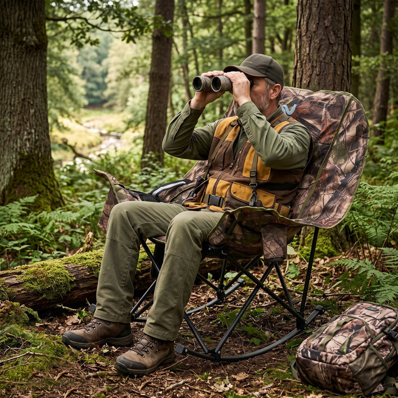 Fauteuil de camping à bascule chauffant surdimensionné, fauteuil inclinable rembourré robuste, chaise de jardin pliable, Camo