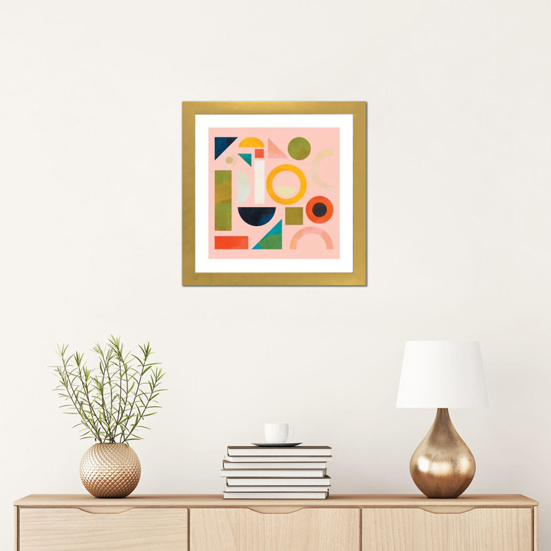 «Geometric Play Modern Art» par Ana Rut Bré - impression d'art graphique, Blanc, H 16 po x l 16 po x p 1 po