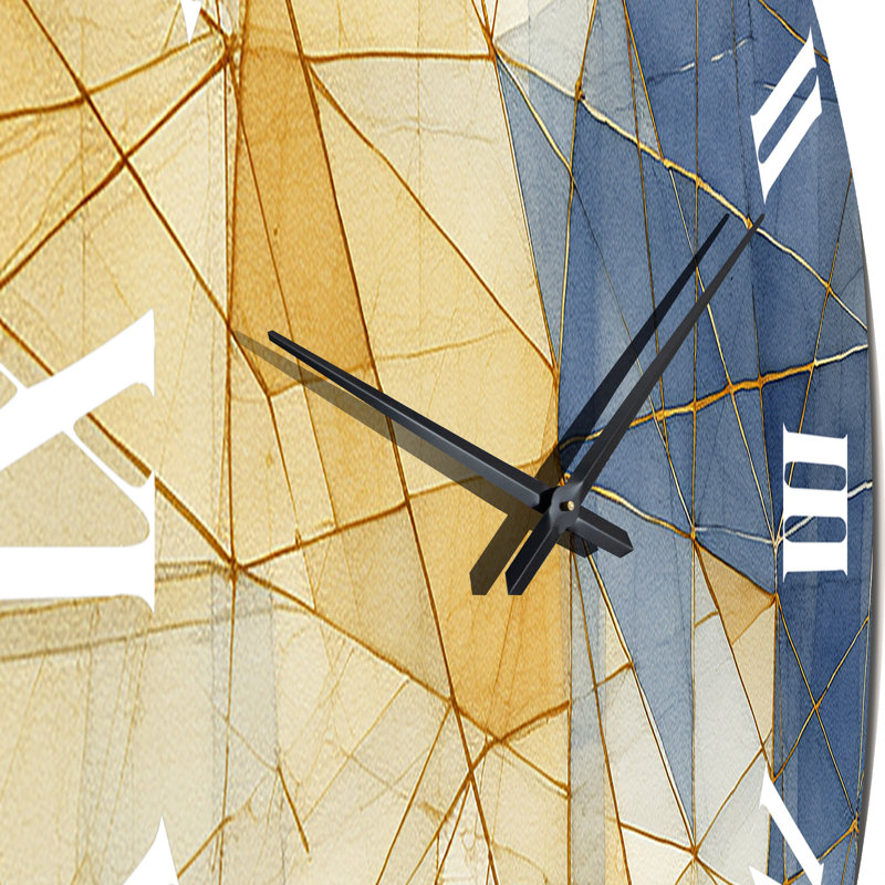 Horloge murale minimaliste bleu et or II, Très grand