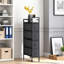 Black 4-Drawer Fabric Dresser, Slim Chest of Drawers with Steel Frame for Small Spaces, Bedroom Storage Cabinet