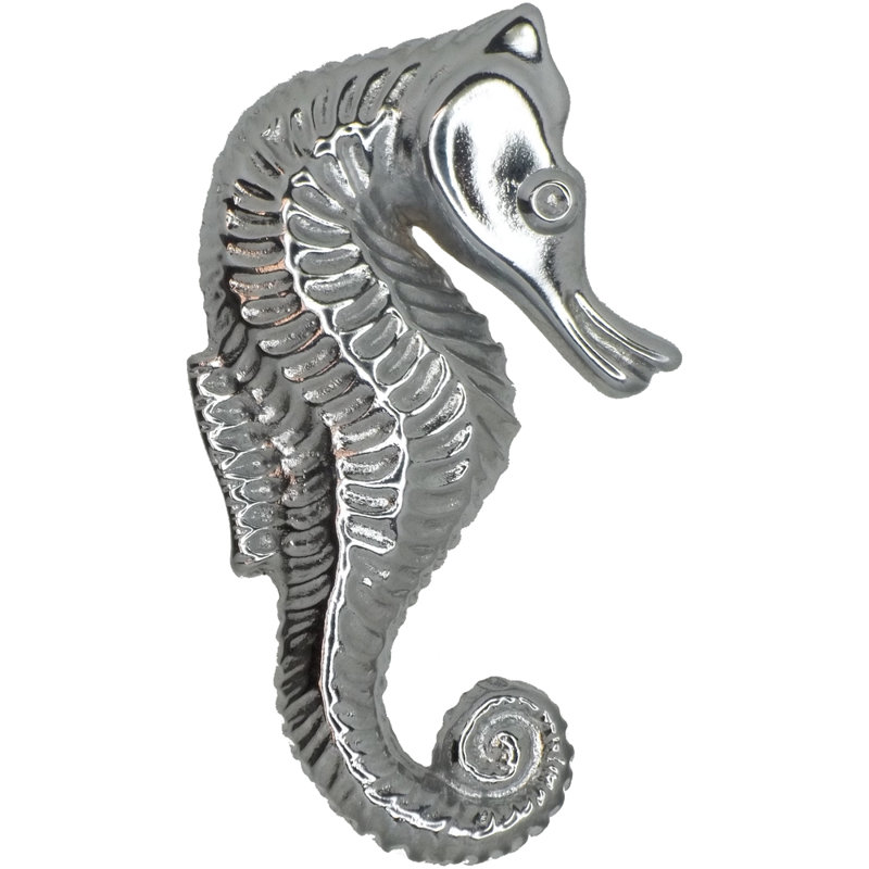 2 3/8" Seahorse Right Facing Small Knob, 3.75" H x 2.25" W, Brushed Nickel