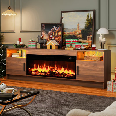 Meuble télé 70 po avec foyer électrique et changement de 12 couleurs de flammes pour le salon