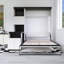 Lit escamotable double avec bureau, tablettes et armoires de rangement