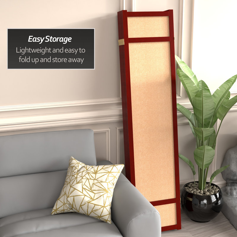 71" H Jute Shoji Room Divider, 6, Rosewood