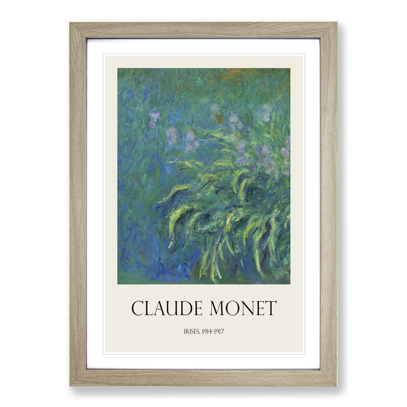 Irises by Claude Monet - Picture Frame Art Prints, 36cm H x 27cm W x 2cm D, Oak Framed