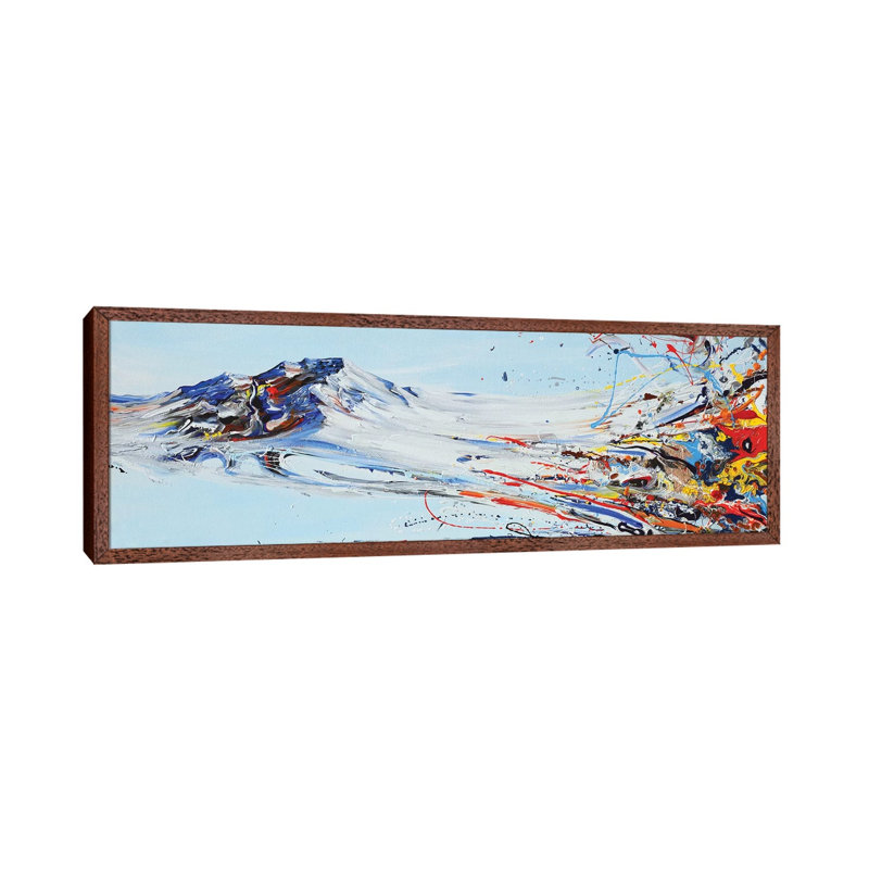Love Mountain by Piero Manrique - Panoramic Painting on Canvas, Classic Brown Wood Framed, 30.48 cm H x 91.44 cm W