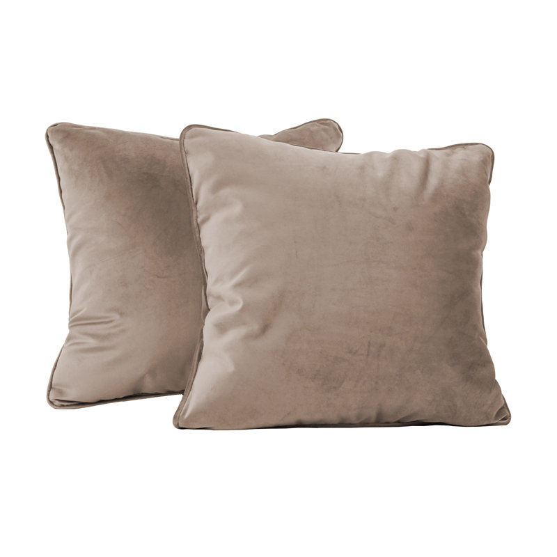 Rectangle Lumbar Microfiber Pillow with Piping, 2-pack, Square 18", Caffe