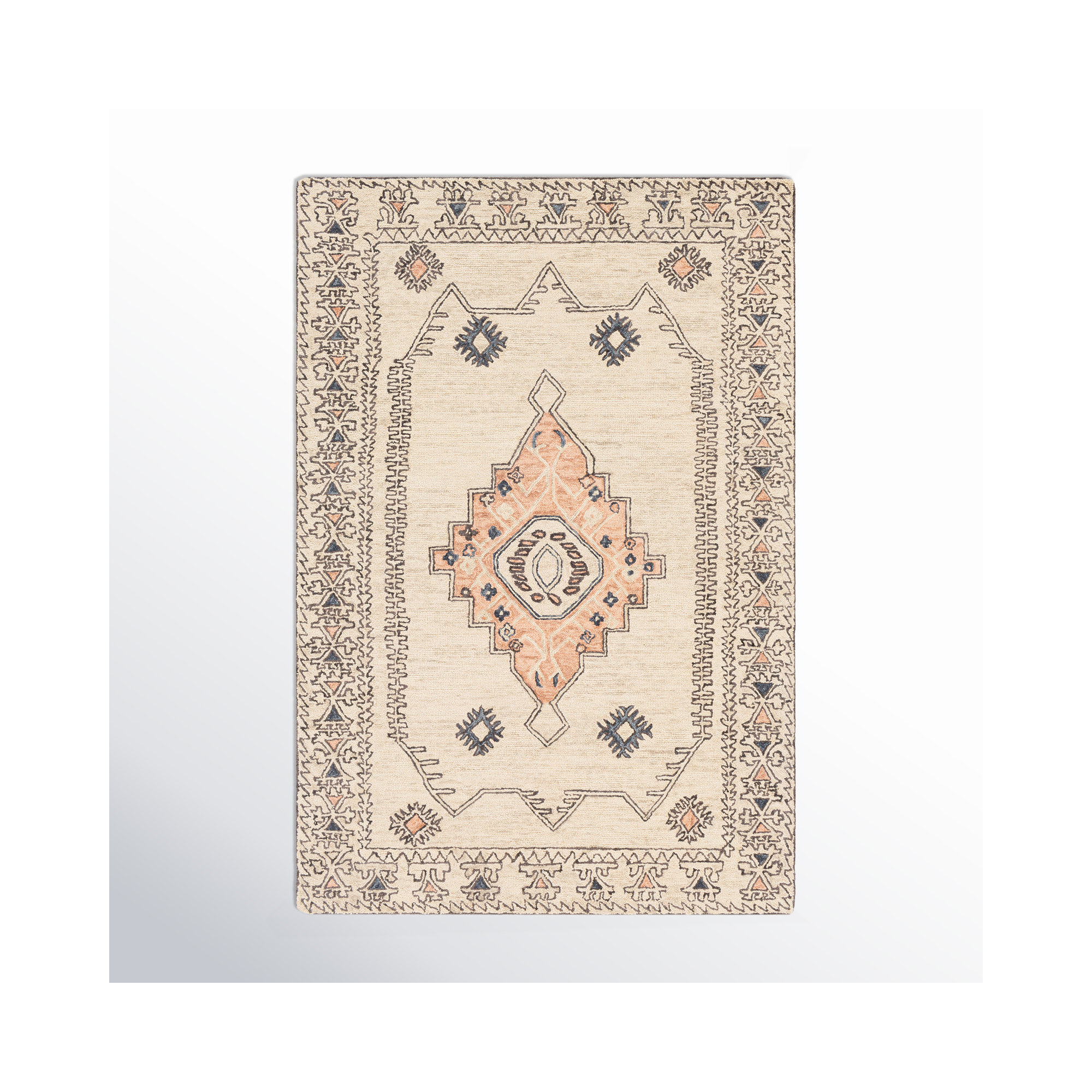 Moore Handmade Wool Beige/Ivory/Gray Rug, Rectangle 2' x 3'