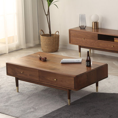 Table basse moderne et minimaliste en bois avec rangement